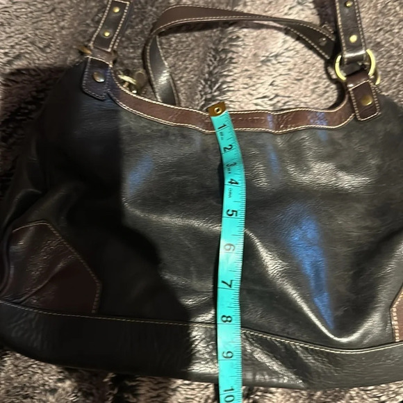 Franco Sarto 90s Style Chocolate Brown black Vegan Patent  Leather Shoulder bag - Picture 8 of 16